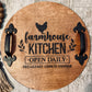 Rustic Round Wood Tray With Handles, Farmhouse Serving Tray, Rooster