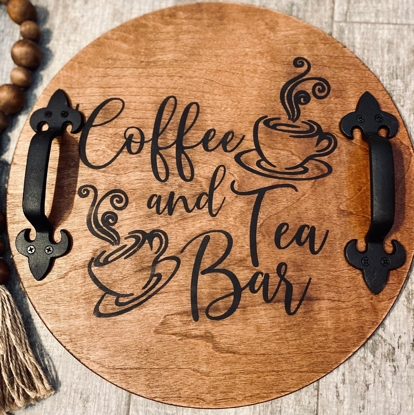 Tea Bar Decor, Wood Serving Tray, Coffee Bar, Decorative Tray,