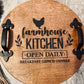 Rustic Round Wood Tray With Handles, Farmhouse Serving Tray, Rooster