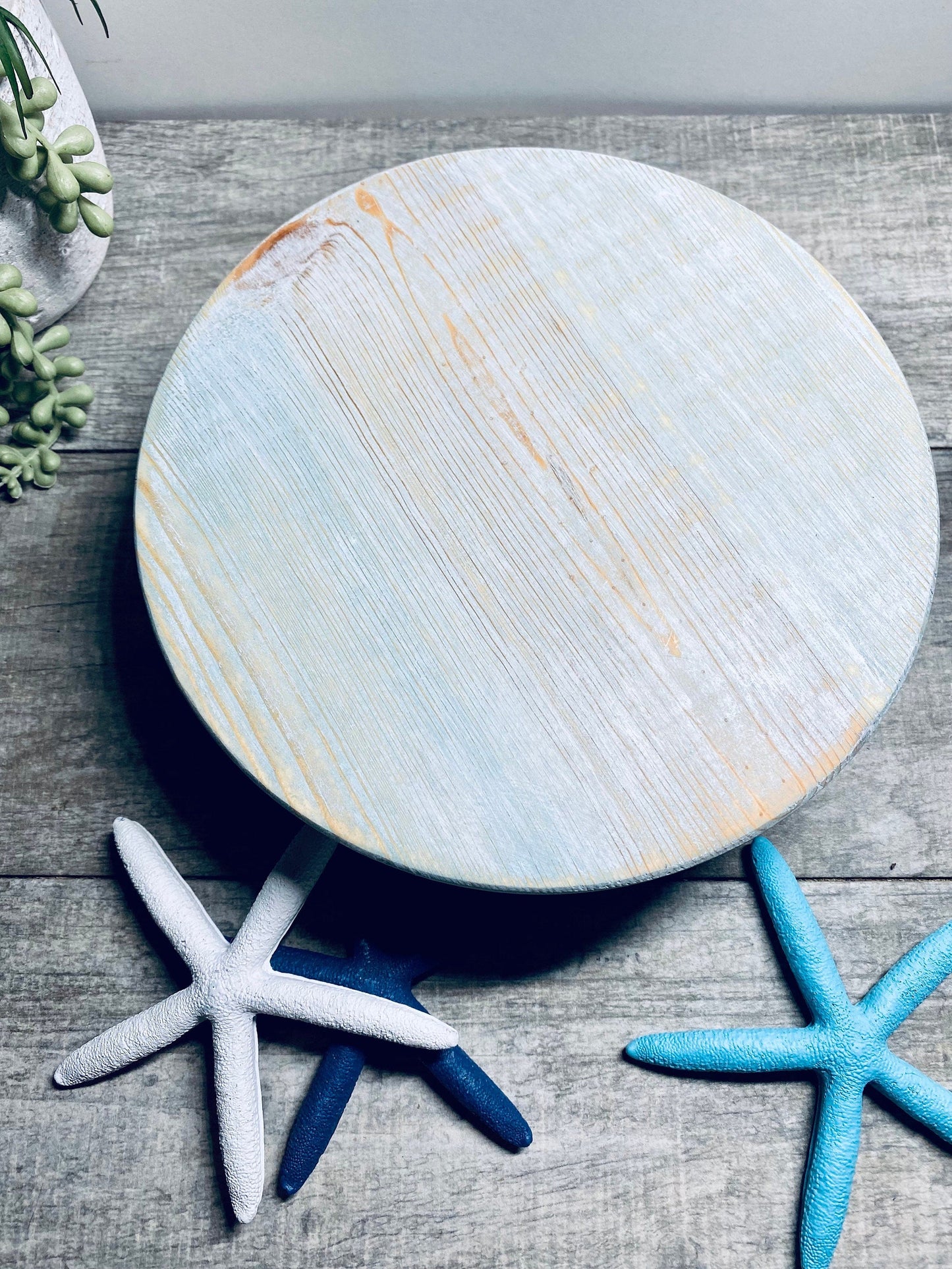 Round Wooden Riser, Shabby Chic Decor, Soap Tray, Beach Decor, Wood