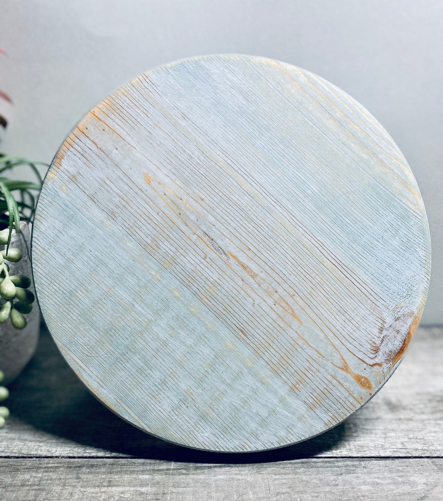 Round Wooden Riser, Shabby Chic Decor, Soap Tray, Beach Decor, Wood