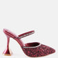 Iris Glitter Diamante Spool Heeled Sandals