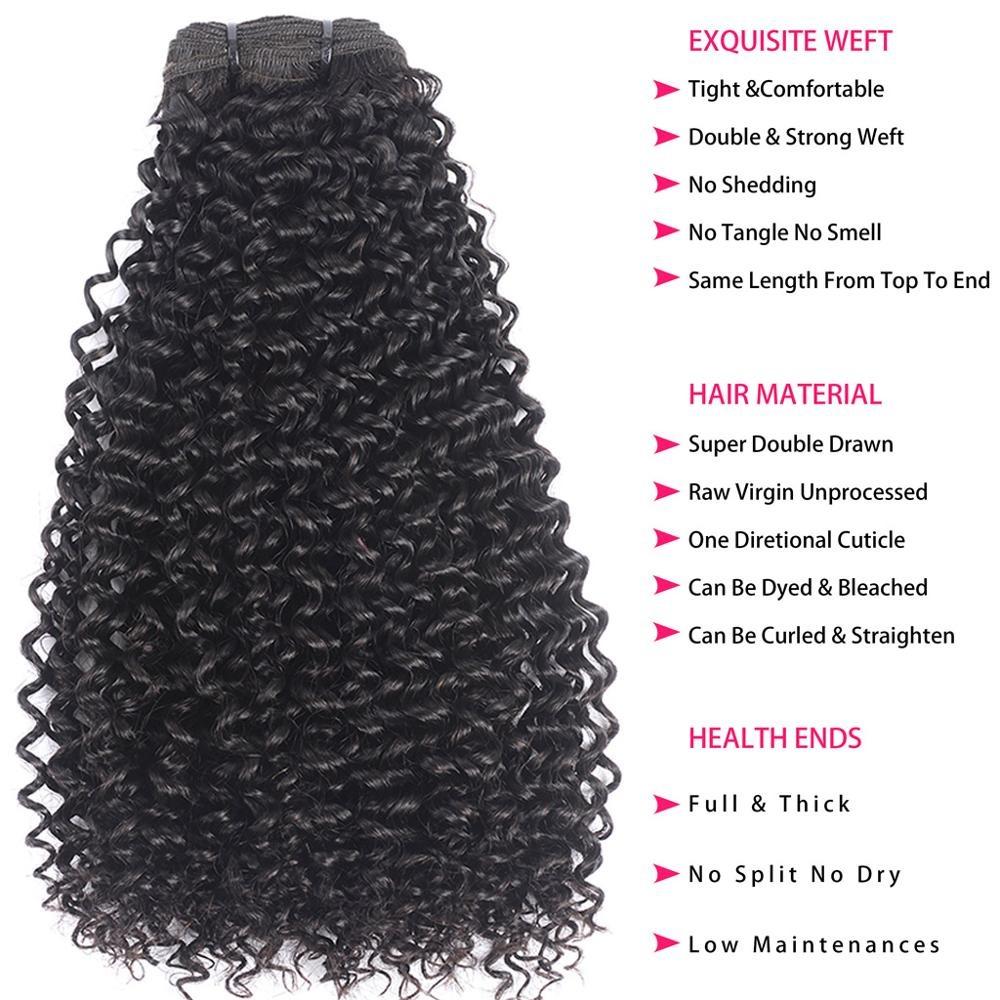 Beumax Double Drawn 12A Grade Kinky CurlY BUNDLES with CLOSURES &