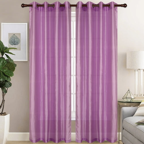 Christina - Faux Silk Semi Sheer Panel - Set of Two - Assorted Colors
