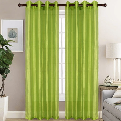 Christina - Faux Silk Semi Sheer Panel - Set of Two - Assorted Colors