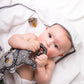 3 Pc Newborn Essential Set - Hooded Towel, Swaddle + Toy Rattle