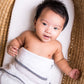 3 Pc Newborn Essential Set - Hooded Towel, Swaddle + Toy Rattle