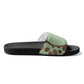 Mens Slide Sandals - Mint Green and Brown Spotted Illustration