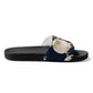 Mens Slide Sandals - Navy Blue and Beige Spotted Illustration