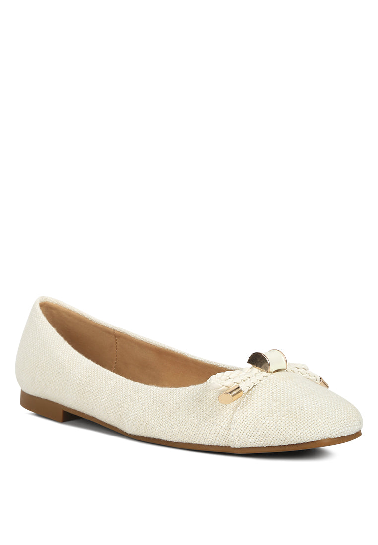 Moi Metallic Embellished Flat Ballerinas