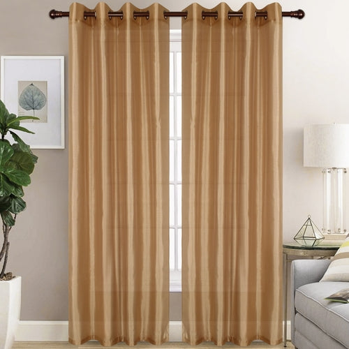 Christina - Faux Silk Semi Sheer Panel - Set of Two - Assorted Colors