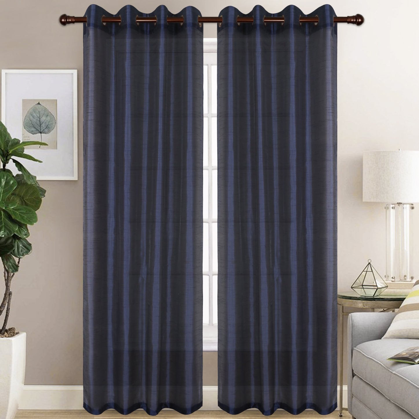 Christina - Faux Silk Semi Sheer Panel - Set of Two - Assorted Colors