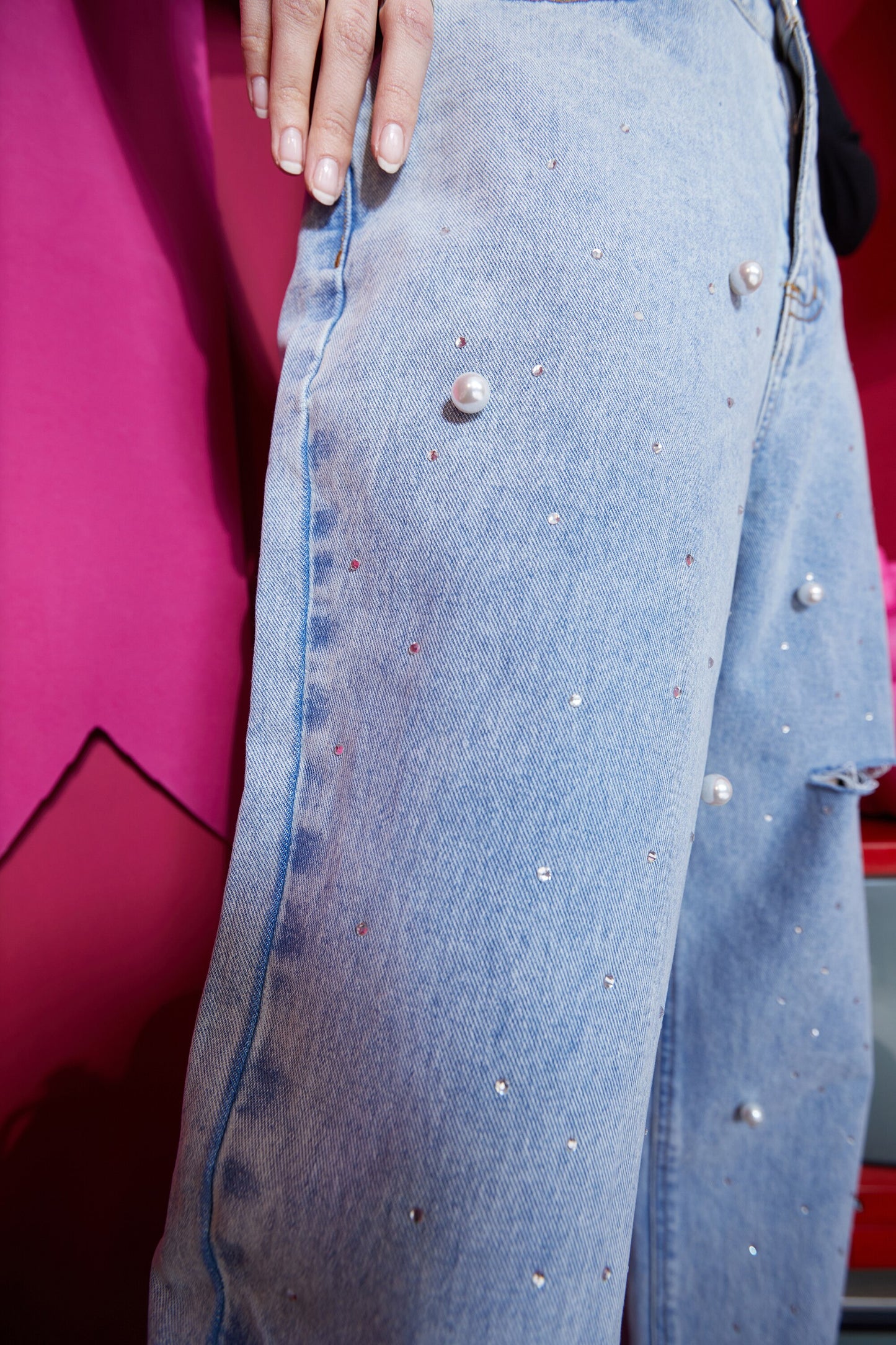 Solid High Waist Washed Casual Denim Jeans Woman,Spring ELF Pure