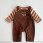 Infant Baby Unisex Bear Head Corduroy Combo Overalls In Sets
