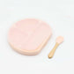 Baby Silicone Compartment Plate With Wooden Spoon