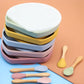 Baby Silicone Compartment Plate With Wooden Spoon
