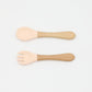 Baby Food Grade Wooden Handles Silicone Spoon Fork Cutlery