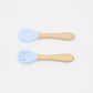 Baby Food Grade Wooden Handles Silicone Spoon Fork Cutlery