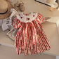 Summer Baby Kids Girls Short Sleeves Embroidered Collar Cartoon