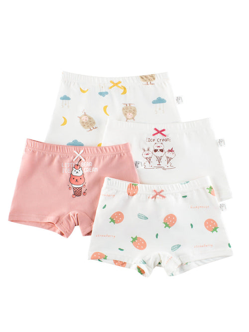 Girls’ Cartoon Printed Boxer Shorts Breathable Underwear Set