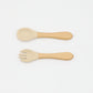 Baby Food Grade Wooden Handles Silicone Spoon Fork Cutlery