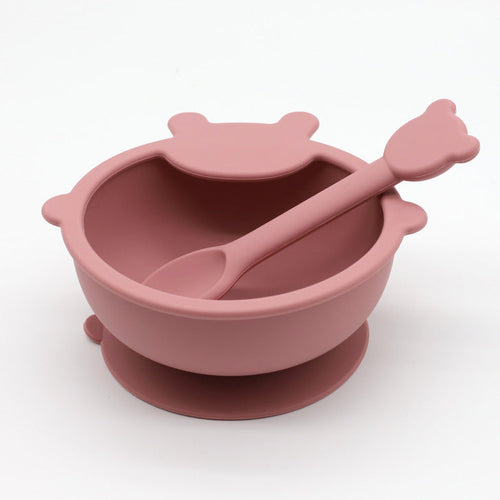 Baby Cartoon Bear Shape Complementary Food Training Silicone Bowl With