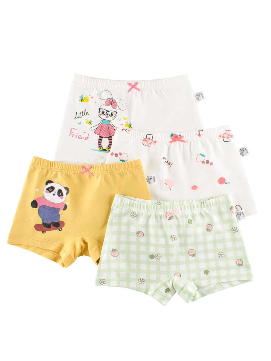 Girls’ Cartoon Printed Boxer Shorts Breathable Underwear Set