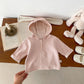 Baby Girls Overalls Romper&Pink Striped Rabbit Hood Top  Set