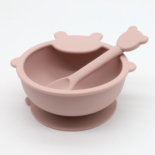 Baby Cartoon Bear Shape Complementary Food Training Silicone Bowl With