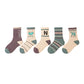 Baby Kids Unisex Breathable Comfy Pattern Socks 5-Pair Set