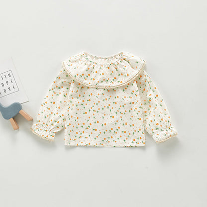 Autumn New Arrival Kids Girls Plaid/Floral Long Sleeves Shirt with