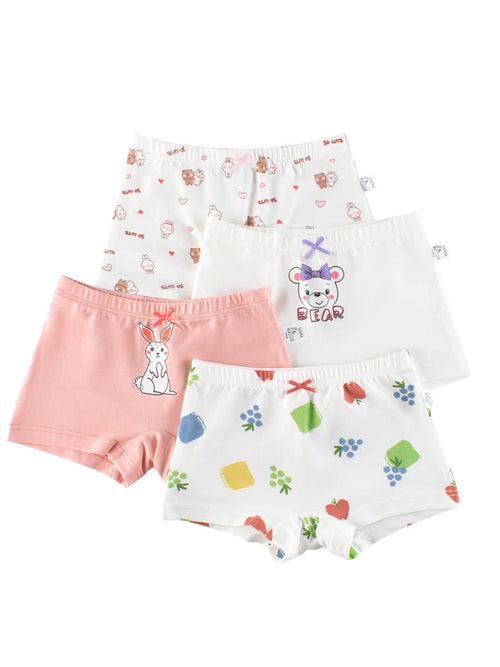 Girls’ Cartoon Printed Boxer Shorts Breathable Underwear Set