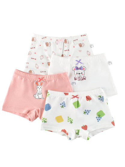 Girls’ Cartoon Printed Boxer Shorts Breathable Underwear Set