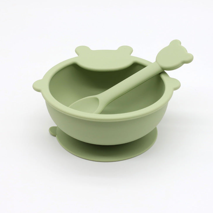 Baby Cartoon Bear Shape Complementary Food Training Silicone Bowl With