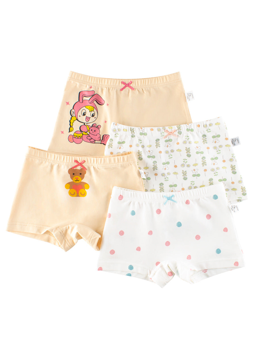 Girls’ Cartoon Printed Boxer Shorts Breathable Underwear Set