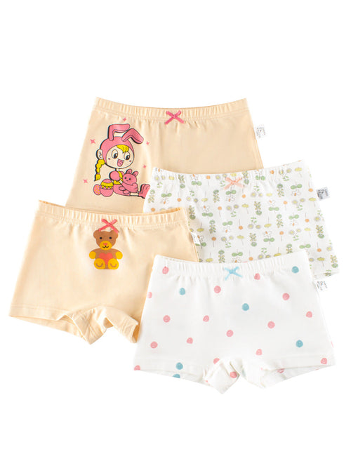 Girls’ Cartoon Printed Boxer Shorts Breathable Underwear Set