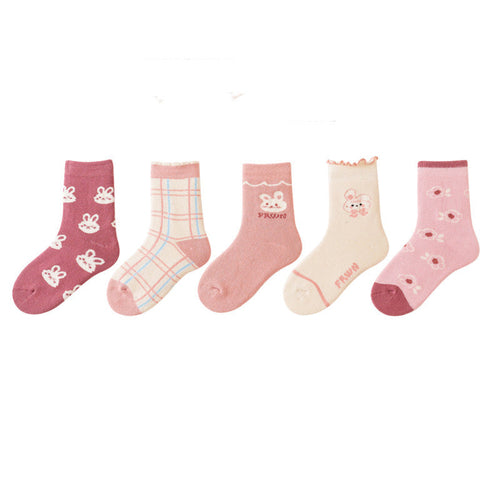 Baby Kids Unisex Breathable Comfy Pattern Socks 5-Pair Set