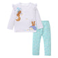 Spring Girls Animals Cartoon Top And Floral Pants Set