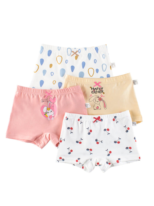 Girls’ Cartoon Printed Boxer Shorts Breathable Underwear Set