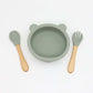 Baby Bear Shape Food Training Silicone Bowl With Spoon Tableware