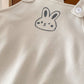 Baby Girls Overalls Romper&Pink Striped Rabbit Hood Top  Set
