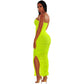 Fashion New Pleated Bodycon Slit Dress Sexy Summer high quality