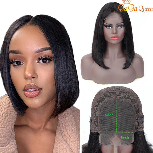 Straight Human Hair Lace Frontal Bob Wigs 4X4 Short Bob Wigs 8-14inch