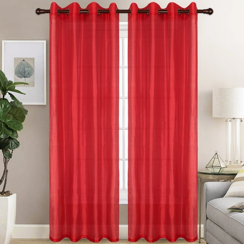 Christina - Faux Silk Semi Sheer Panel - Set of Two - Assorted Colors