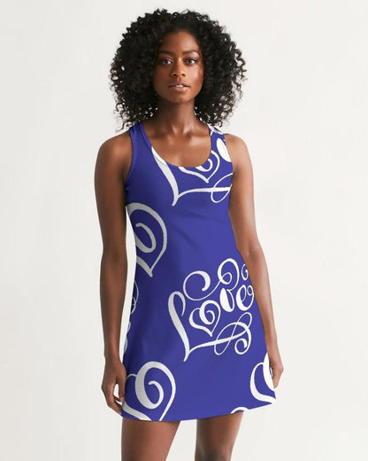 Womens Dress - Love Racerback Dress Royal Blue/White - Walbiz.com