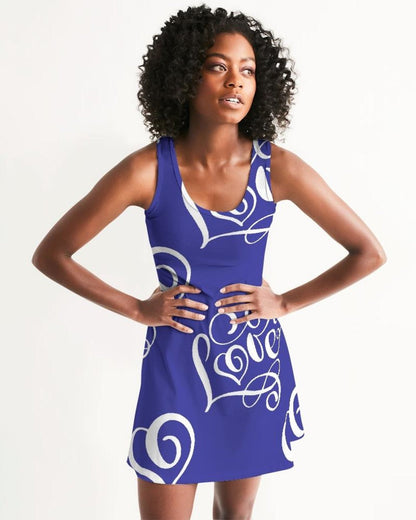 Womens Dress - Love Racerback Dress Royal Blue/White - Walbiz.com
