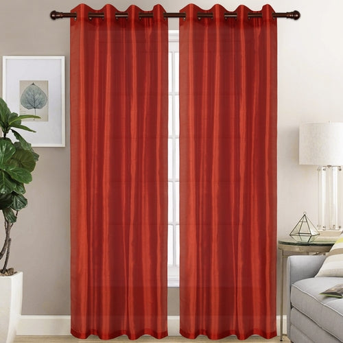 Christina - Faux Silk Semi Sheer Panel - Set of Two - Assorted Colors