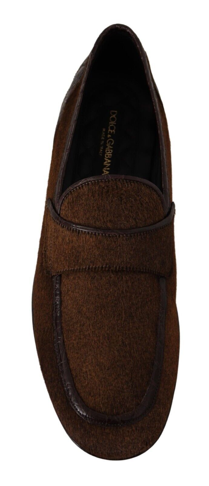 Dolce & Gabbana Brown Exotic Leather Mens Slip On Loafers Shoes - Walbiz.com