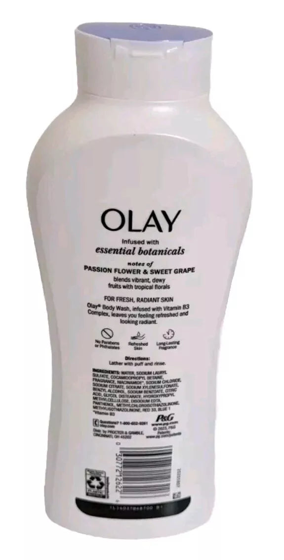 Olay Infused With Essential Botanicals Body Wash Passion Flower & Sweet Grape, 23.6 oz