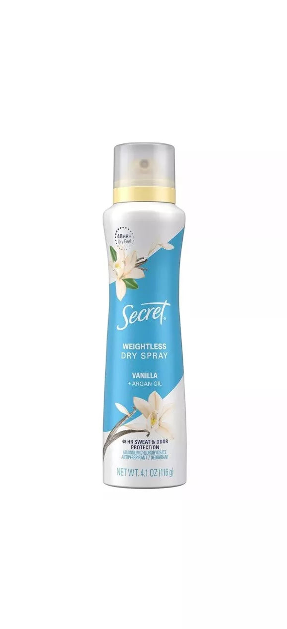 Secret Dry Spray Women's Antiperspirant Deodorant, Weightless , Vanilla